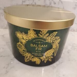 NEW Le Chandelle Balsam Fir 15 oz 3 Wick Candle Green Gold